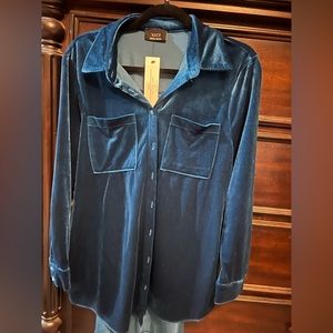 Vici dolls velvet turquoise button down